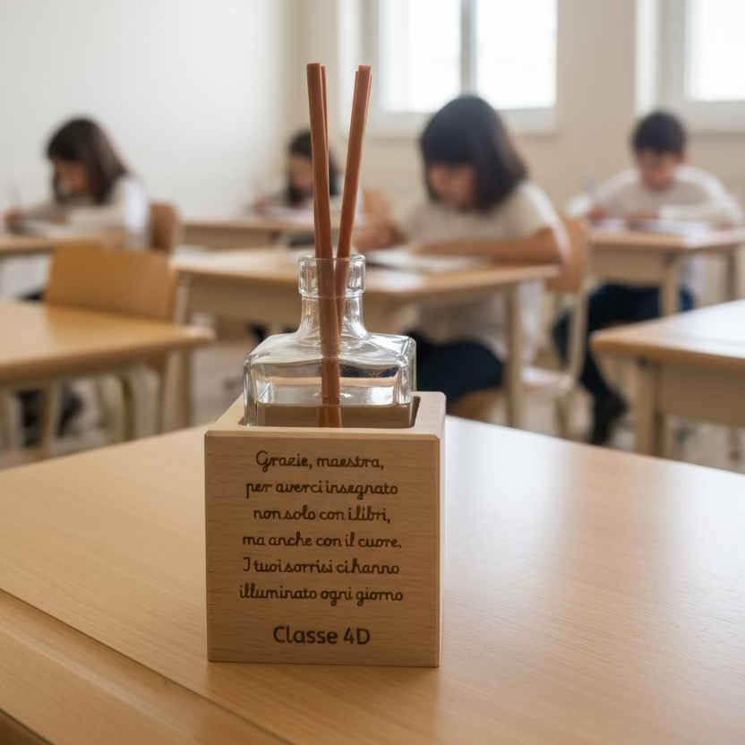 Profumatore legno maestre sopra una scrivania 