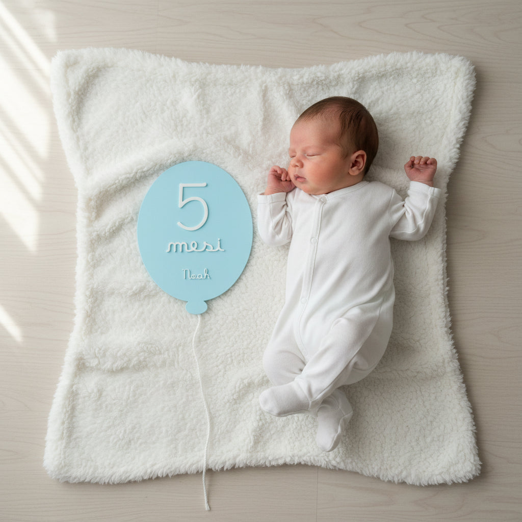 Set 13 Milestone Card Neonato Palloncino 3D - Targhette Primi Mesi Personalizzate con Nome, Regalo Nascita