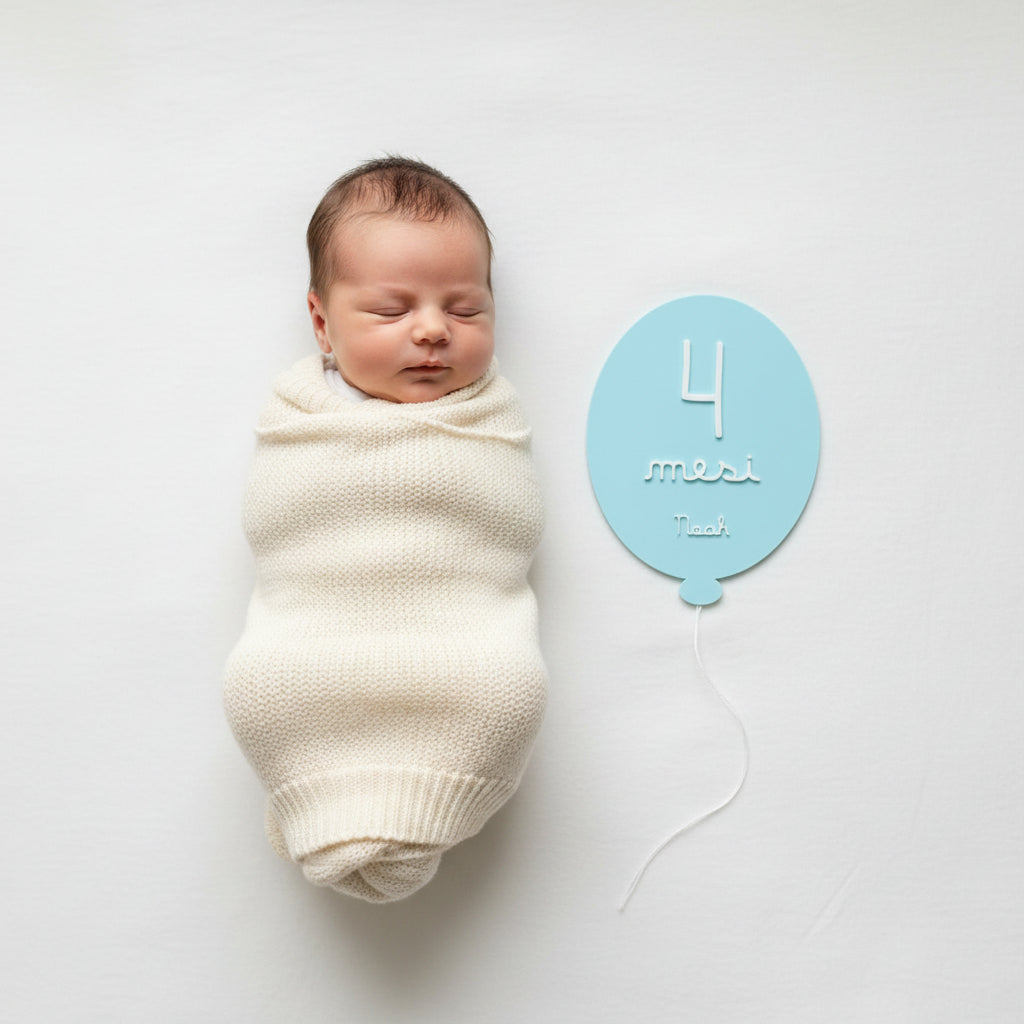 Set 13 Milestone Card Neonato Palloncino 3D - Targhette Primi Mesi Personalizzate con Nome, Regalo Nascita