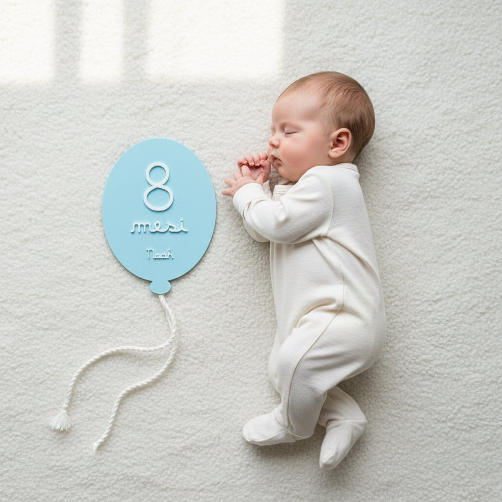 Set 13 Milestone Card Neonato Palloncino 3D - Targhette Primi Mesi Personalizzate con Nome, Regalo Nascita