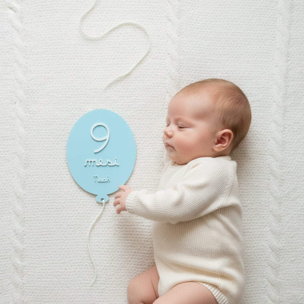 Set 13 Milestone Card Neonato Palloncino 3D - Targhette Primi Mesi Personalizzate con Nome, Regalo Nascita