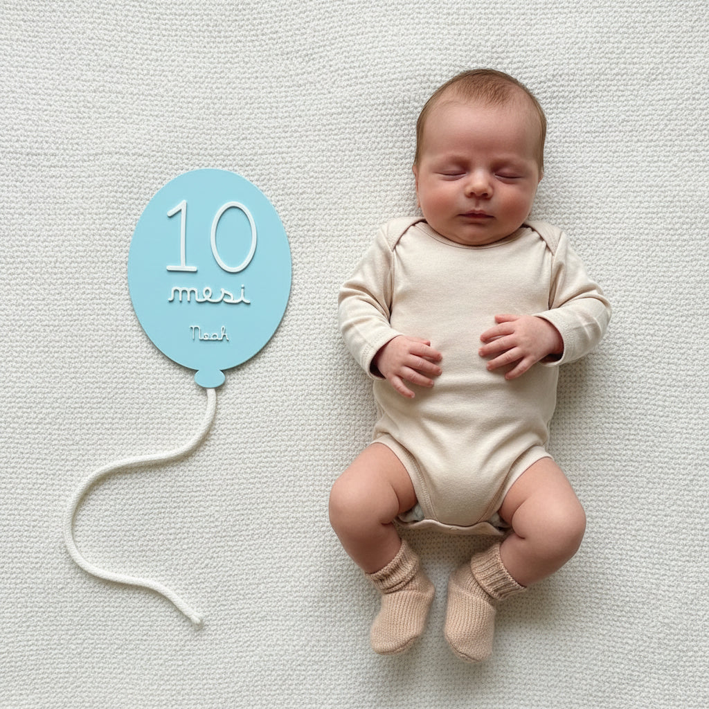 Set 13 Milestone Card Neonato Palloncino 3D - Targhette Primi Mesi Personalizzate con Nome, Regalo Nascita