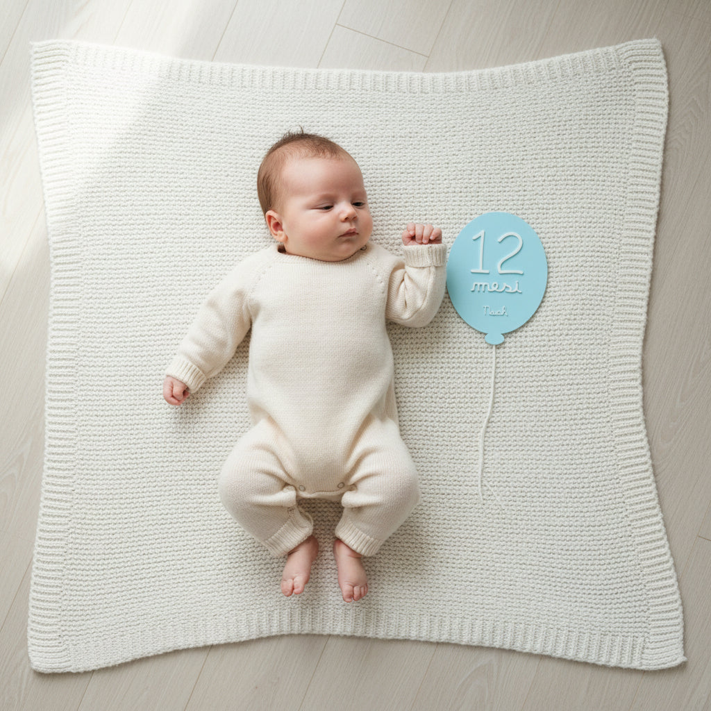 Set 13 Milestone Card Neonato Palloncino 3D - Targhette Primi Mesi Personalizzate con Nome, Regalo Nascita